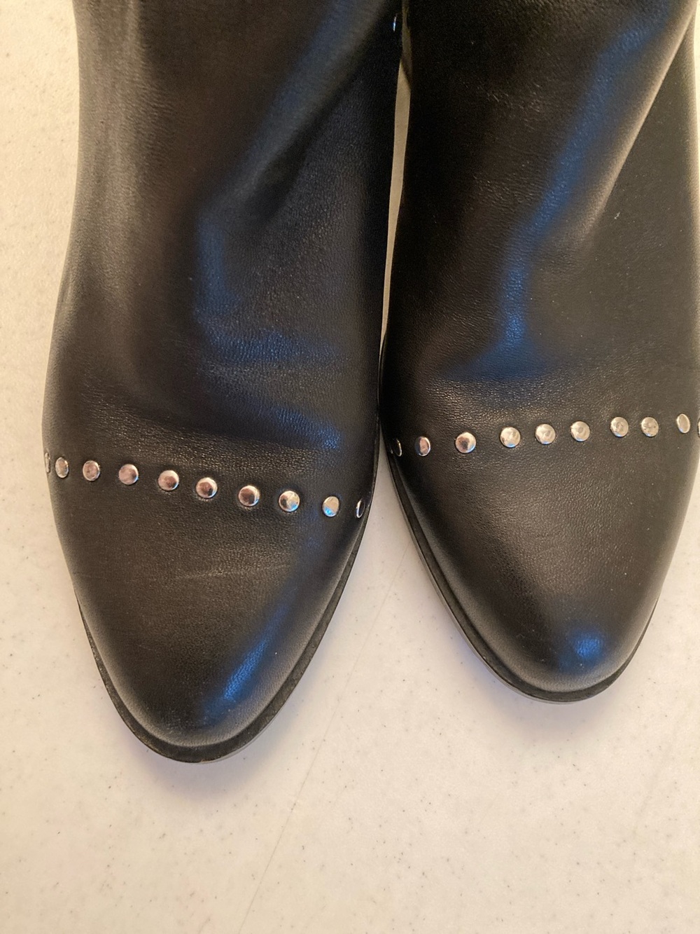 Steve Madden Black Leather Studded Ankle Booties - Picture 4 of 9